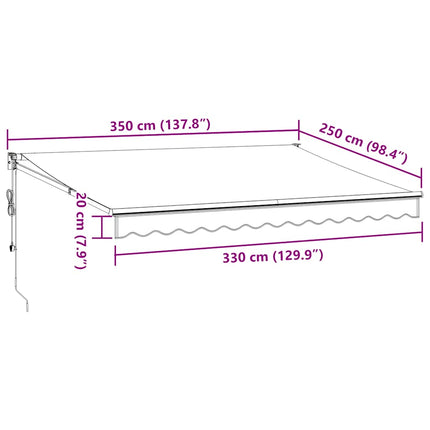Markis automatiskt infällbar vinröd 350x250 cm