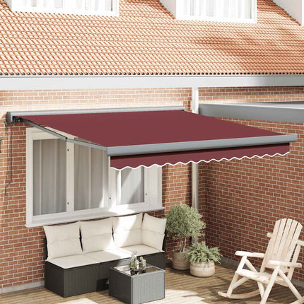 Markis automatiskt infällbar vinröd 300x250 cm