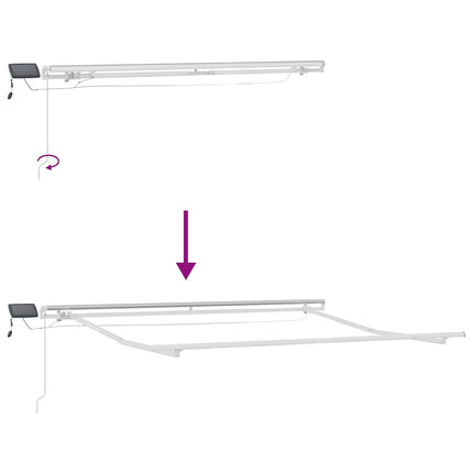 Markis manuellt infällbar med LEDs brun 300x250 cm