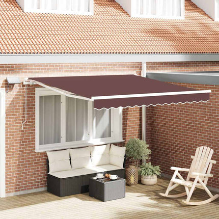 Markis manuellt infällbar med LEDs brun 300x250 cm
