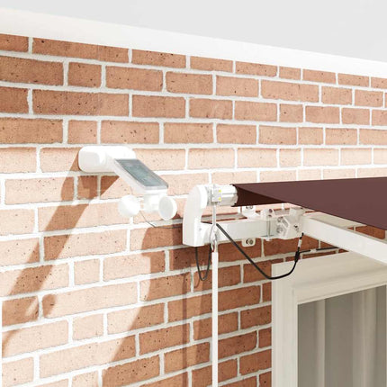 Markis automatiskt infällbar med LED brun 300x250 cm