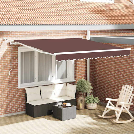 Markis automatiskt infällbar med LED brun 300x250 cm