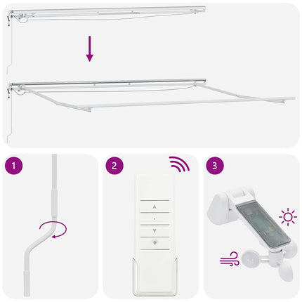 Markis automatiskt infällbar med LED brun 450x300 cm