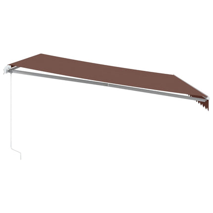 Markis manuellt infällbar med LED brun 450x350 cm