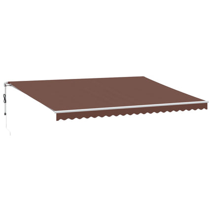 Markis automatiskt infällbar med LED brun 500x350 cm