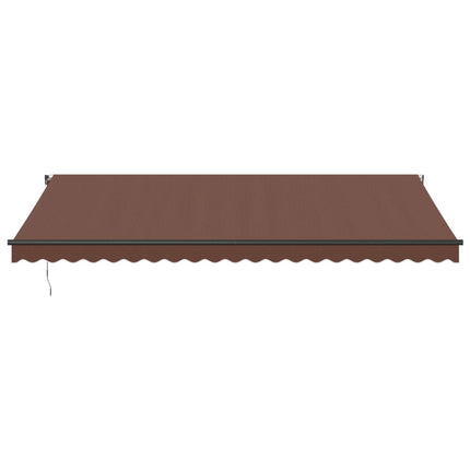 Markis automatiskt infällbar med LEDs brun 500x350 cm