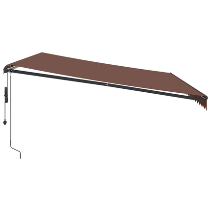 Markis automatiskt infällbar med LEDs brun 500x350 cm