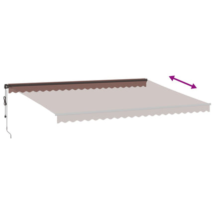 Markis automatiskt infällbar med LEDs brun 500x350 cm