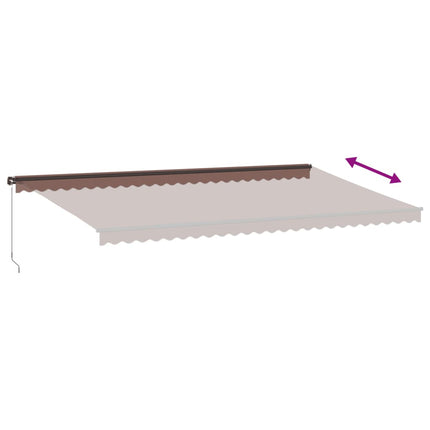 Markis manuellt infällbar med LEDs brun 600x350 cm