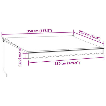 Markis manuellt infällbar 350x250 cm brun
