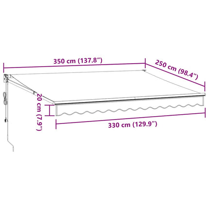 Markis automatiskt infällbar brun 350x250 cm
