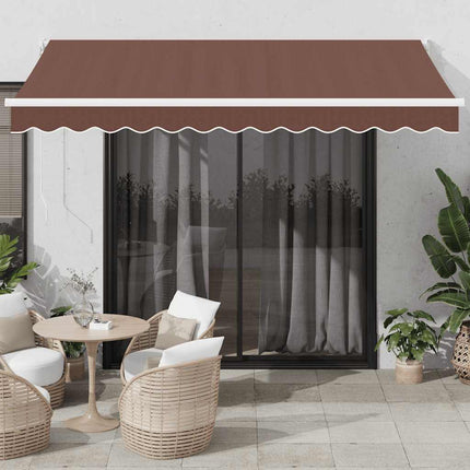 Markis automatiskt infällbar brun 350x250 cm