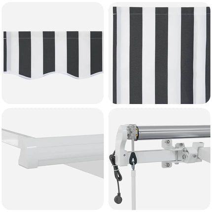 Markis automatiskt infällbar antracit&vit 300x250 cm