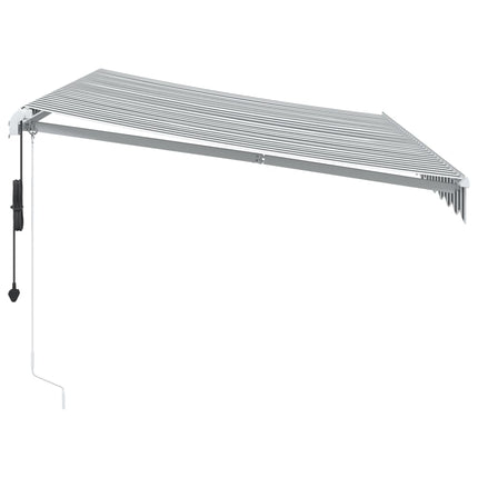 Markis automatiskt infällbar med LEDs antracit&vit 300x250 cm