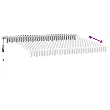 Markis automatiskt infällbar med LEDs antracit&vit 300x250 cm