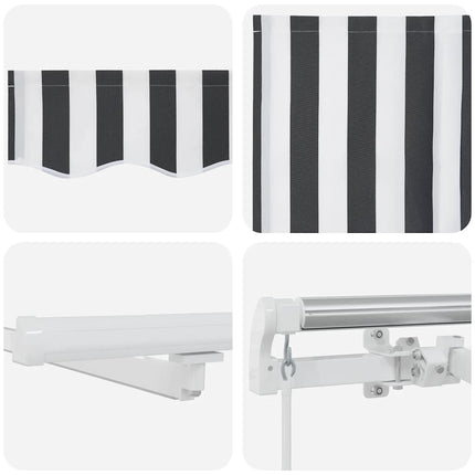 Markis manuellt infällbar med LEDs antracit och vit 400x300 cm