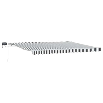 Markis manuellt infällbar med LEDs antracit och vit 450x300 cm