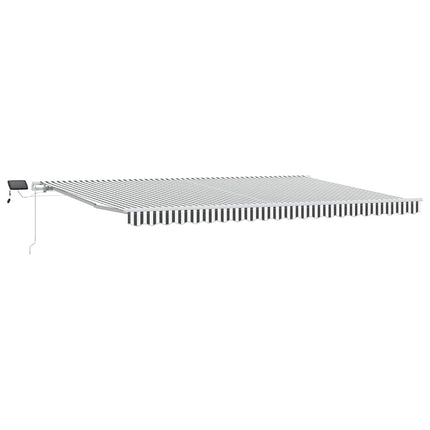 Markis manuellt infällbar med LEDs antracit och vit 450x300 cm