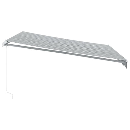 Markis manuellt infällbar med LEDs antracit och vit 400x350 cm
