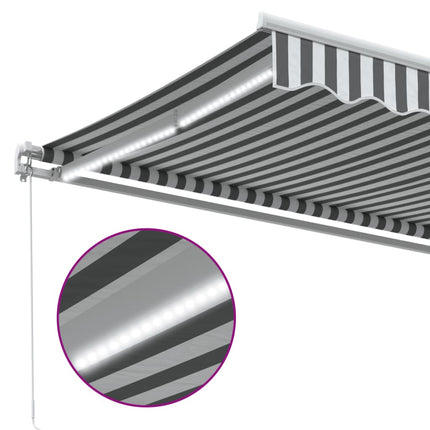 Markis manuellt infällbar med LEDs antracit och vit 400x350 cm
