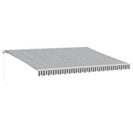 Markis manuellt infällbar med LEDs antracit och vit 450x350 cm