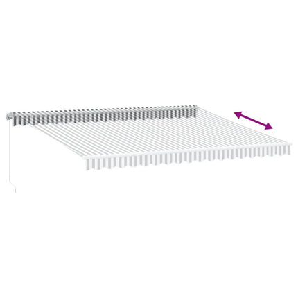 Markis manuellt infällbar med LEDs antracit och vit 450x350 cm