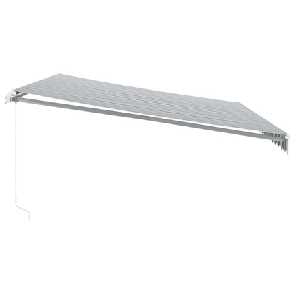 Markis manuellt infällbar med LEDs antracit och vit 500x350 cm