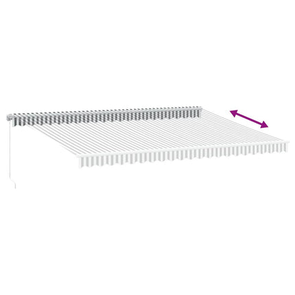 Markis manuellt infällbar med LEDs antracit och vit 500x350 cm