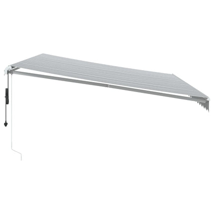 Markis automatiskt infällbar med LEDs antracit&vit 500x350 cm