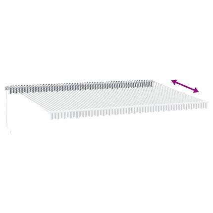 Markis manuellt infällbar med LEDs antracit och vit 600x350 cm