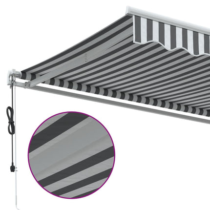 Markis automatiskt infällbar antracit&vit 600x350 cm