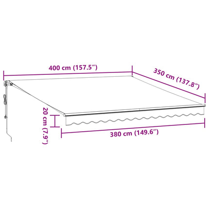 Markis automatiskt infällbar antracit och vit 400x350 cm