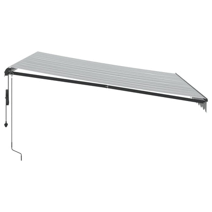 Markis automatiskt infällbar med LEDs antracit&vit 400x350 cm