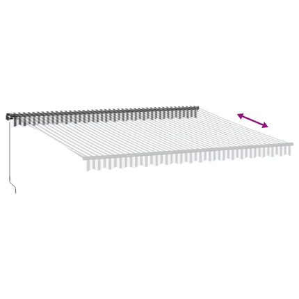 Markis manuellt infällbar med LEDs antracit och vit 450x350 cm