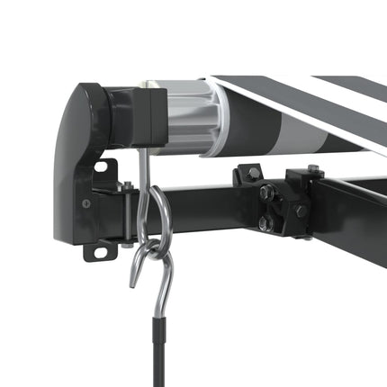 Markis manuellt infällbar med LEDs antracit och vit 450x350 cm
