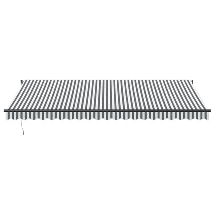 Markis manuellt infällbar med LEDs antracit och vit 500x350 cm