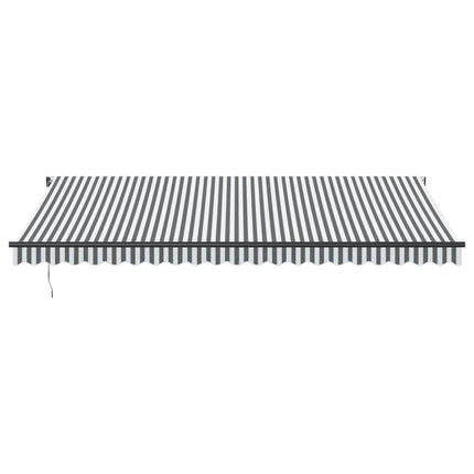 Markis automatiskt infällbar med LEDs antracit&vit 500x350 cm