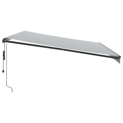 Markis automatiskt infällbar med LEDs antracit&vit 500x350 cm