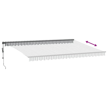 Markis automatiskt infällbar med LEDs antracit&vit 500x350 cm