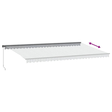 Markis manuellt infällbar med LEDs antracit och vit 600x350 cm