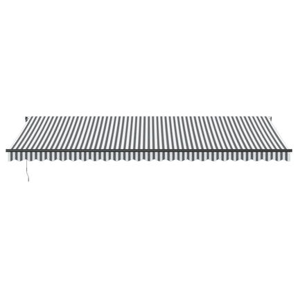 Markis automatiskt infällbar antracit och vit 600x350 cm