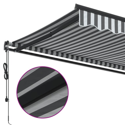 Markis automatiskt infällbar antracit och vit 600x350 cm