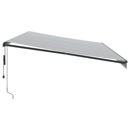 Markis automatiskt infällbar med LEDs antracit&vit 600x350 cm