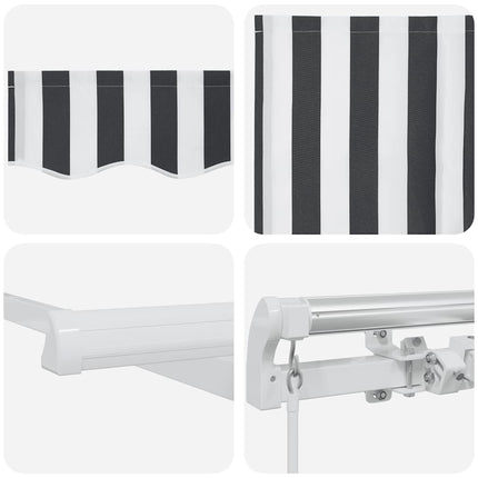 Markis manuellt infällbar antracit&vit 300x250 cm