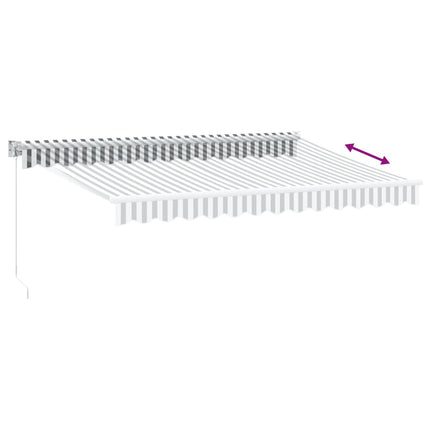 Markis infällbar antracit och vit 3,5x2,5 m tyg&aluminium