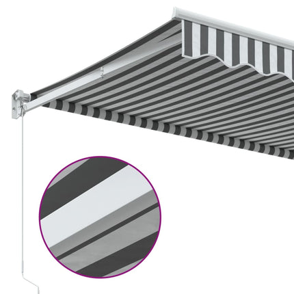Markis infällbar antracit och vit 3,5x2,5 m tyg&aluminium