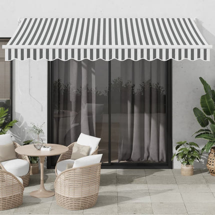 Markis infällbar antracit och vit 3,5x2,5 m tyg&aluminium