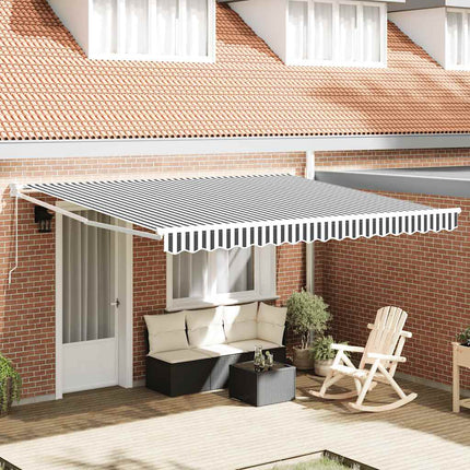 Markis infällbar antracit och vit 4x3 m tyg&aluminium