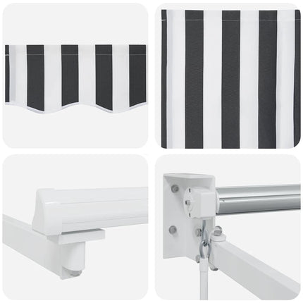 Markis infällbar antracit och vit 4,5x3 m tyg&aluminium