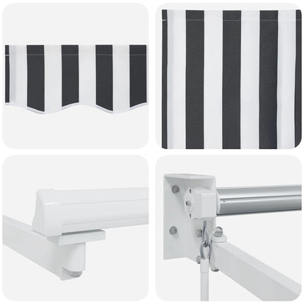 Markis infällbar antracit och vit 5x3 m tyg&aluminium